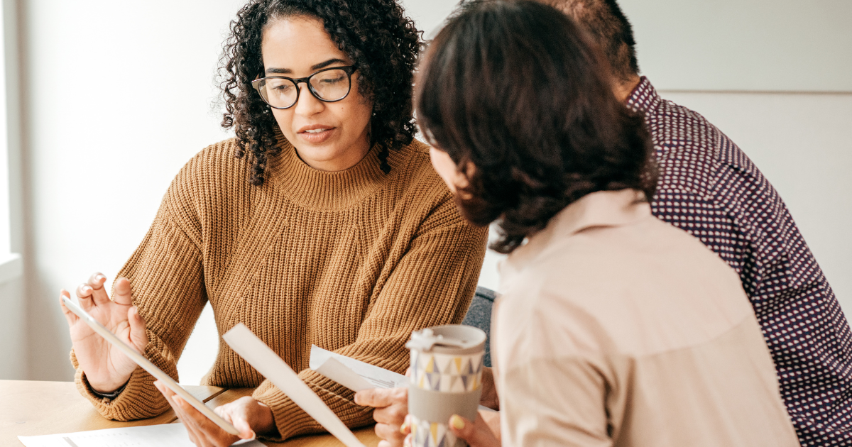 financial advisor working with clients